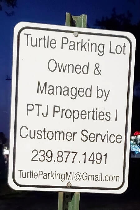turtle lot parking. marco island private beach parking. florida travel blog