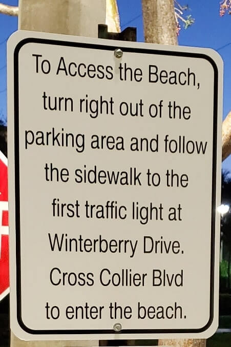 turtle lot parking to winterberry beach access. marco island beach parking. florida travel blog