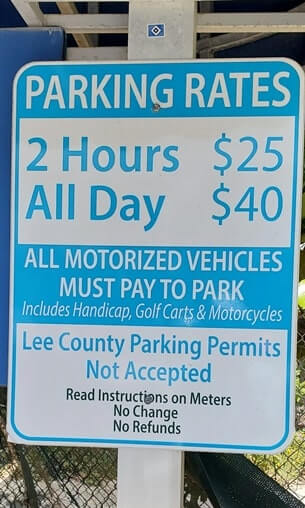 cost of Captiva Island public beach parking fee: Alison Hagerup Beach parking fee. southwest florida travel blog
