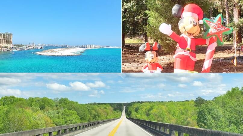 Florida Panhandle to Disney World drive route with stops. what is there to see between florida panhandle and disney world. florida road trip map. florida travel blog
