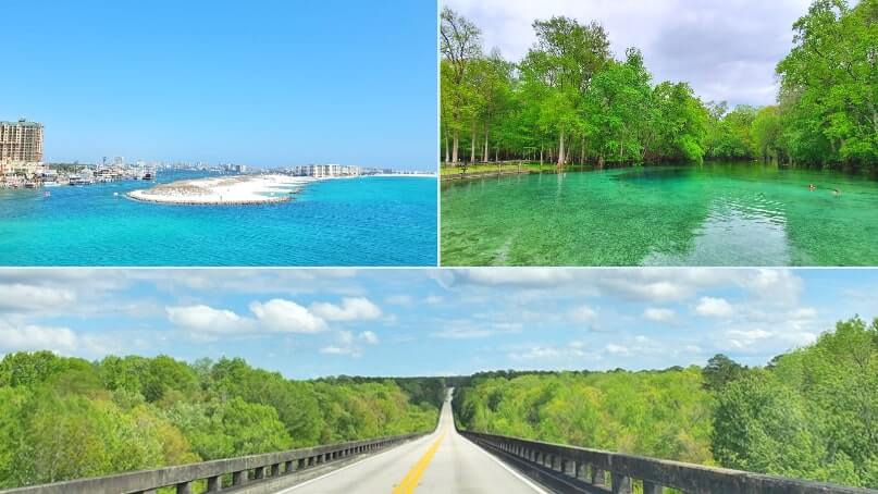 Florida Panhandle to Orlando drive route with stops. what is there to see between florida panhandle and orlando. florida road trip map. florida travel blog