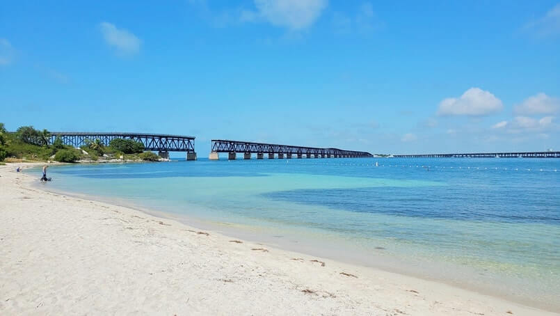 Bahia Honda state park beaches to see Old Bahia Honda railway bridge. Bahia Honda State Park swimming. Things to do in Bahia Honda State Park: Bahia Honda swimming beaches at Calusa Beach. best beaches in the florida keys. florida keys travel blog