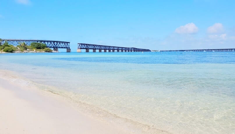 Bahia Honda state park beaches to see Old Bahia Honda railway bridge. Bahia Honda State Park swimming. Things to do in Bahia Honda State Park: Bahia Honda swimming beaches at Calusa Beach. best beaches in the florida keys. florida keys travel blog