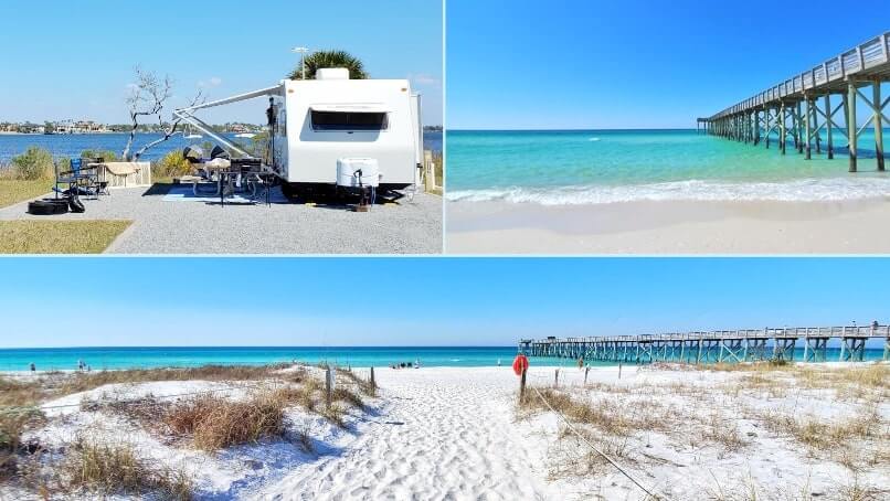 best florida panhandle camping: St Andrews State Park campground pictures. best florida panhandle campgrounds. florida travel blog