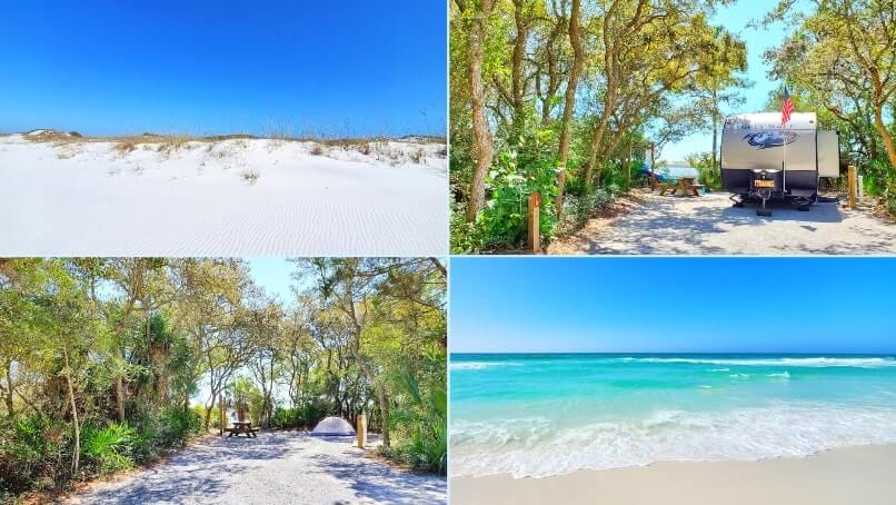 Grayton Beach State Park campground pictures. Grayton Beach State Park camping. RV camping. tent camping. lakefront waterfront campsites. florida panhandle travel blog