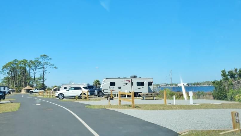 campsite pictures, st andrews state park campground. RV camping. tent camping. florida panhandle travel blog
