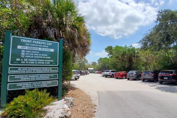 tarpon bay beach parking lot. trost parking lot. sanibel island beach parking lot. southwest florida travel blog