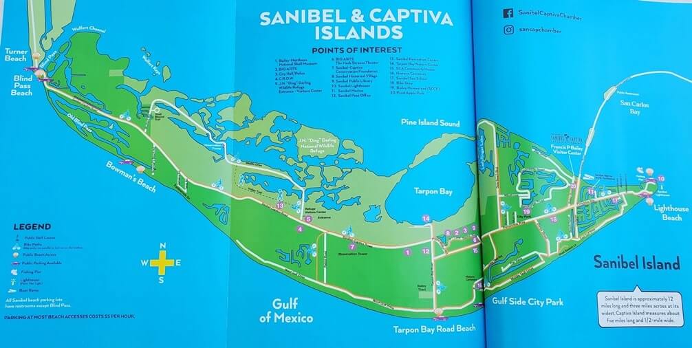 sanibel island shelling map. tarpon bay beach shelling map. gulf coast, southwest florida travel blog