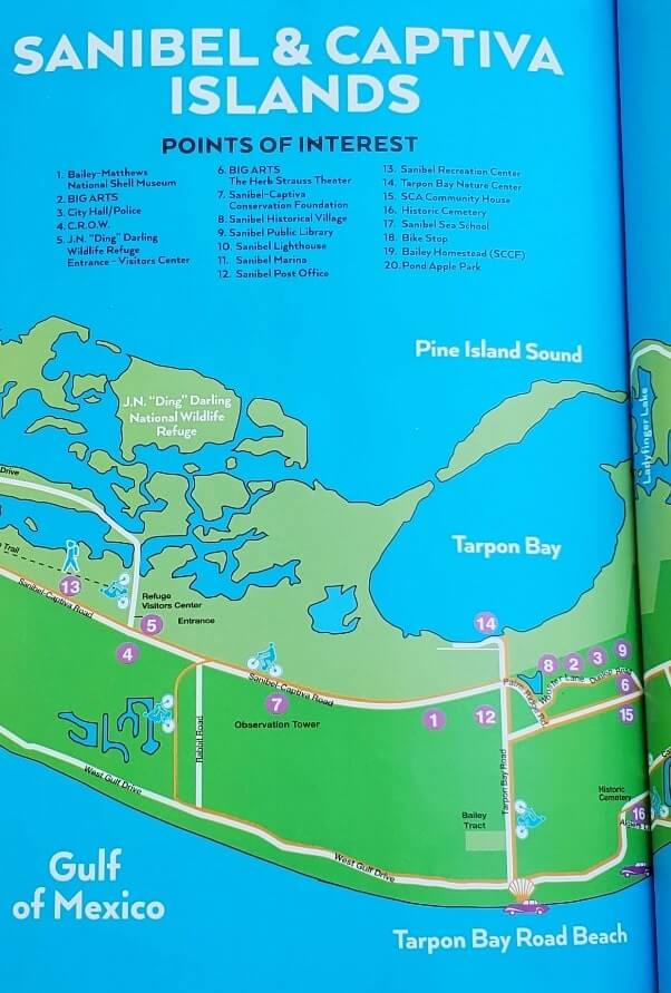 sanibel island shelling map. tarpon bay beach shelling map. gulf coast, southwest florida travel blog