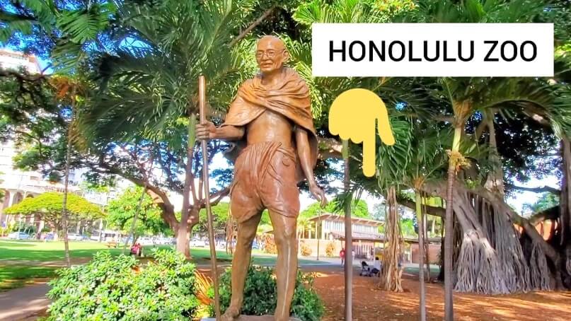 gandhi statue near honolulu zoo, hawaii. waikiki, oahu. hawaii travel blog