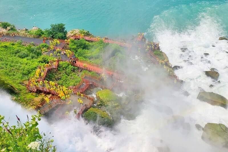 American side of Niagara Falls USA: Luna Island. Top of Niagara Falls USA. ny travel blog