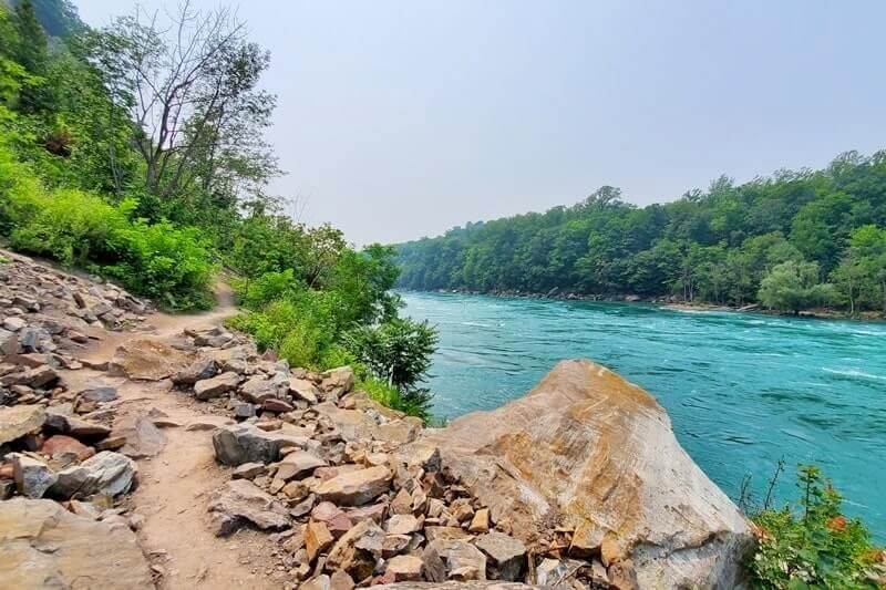 American side of Niagara Falls and Niagara Gorge USA: Devils Hole State Park. Niagara River and Niagara Gorge on the American side. ny travel blog