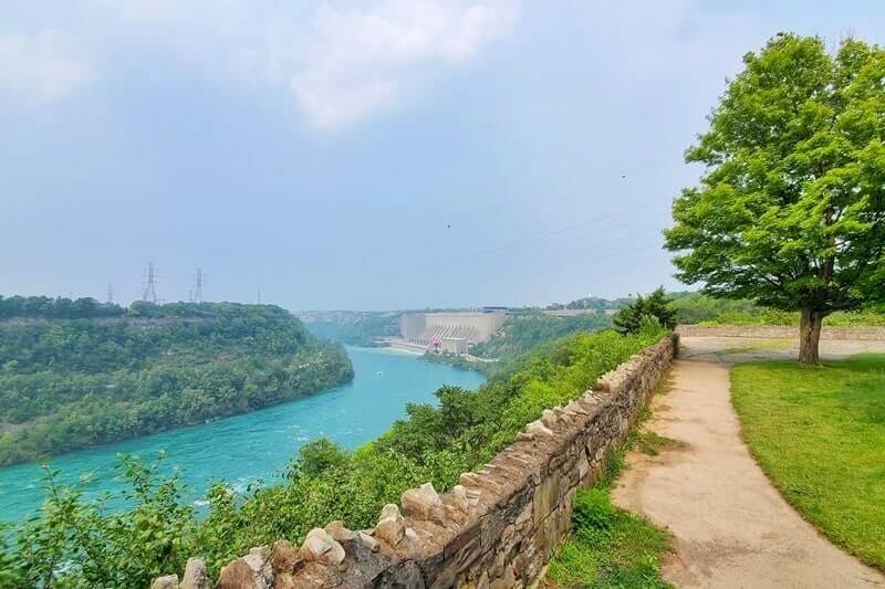 American side of Niagara Falls and Niagara Gorge USA: Devils Hole State Park. Niagara River and Niagara Gorge on the American side. ny travel blog