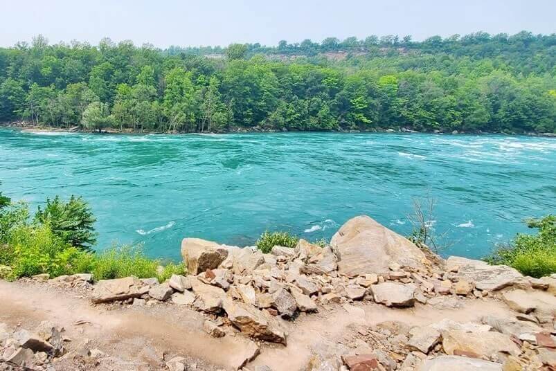 American side of Niagara Falls and Niagara Gorge USA: Devils Hole State Park. Niagara River and Niagara Gorge on the American side. ny travel blog