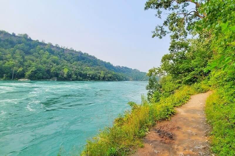 American side of Niagara Falls and Niagara Gorge USA: Whirlpool State Park. Niagara River and Niagara Gorge on the American side. ny travel blog