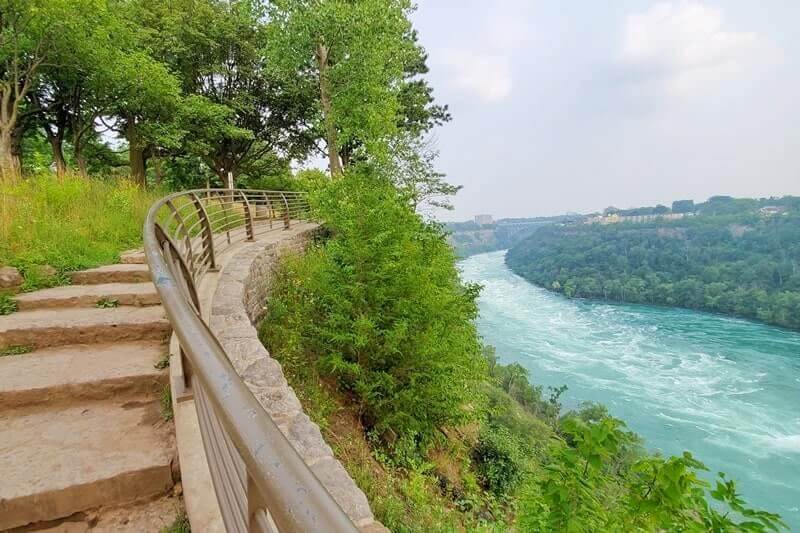 American side of Niagara Falls and Niagara Gorge USA: Whirlpool State Park. Niagara River and Niagara Gorge on the American side. ny travel blog