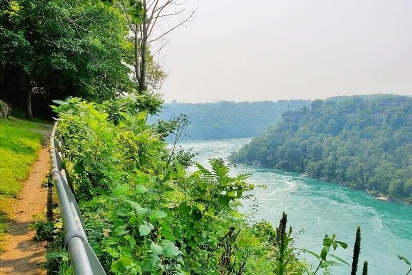 American side of Niagara Falls and Niagara Gorge USA: Whirlpool State Park. Niagara River and Niagara Gorge on the American side. ny travel blog