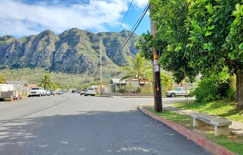 oahu bus stop bench.