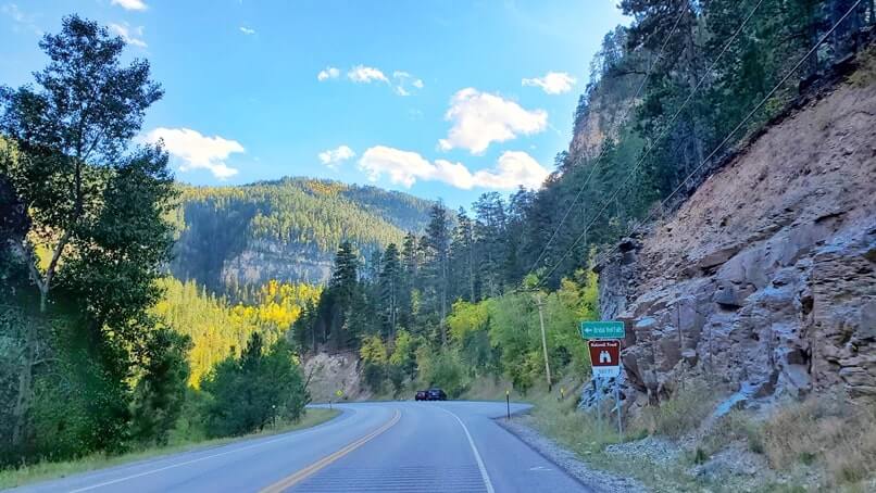bridal veil falls parking, spearfish canyon, black hills naitonal forest