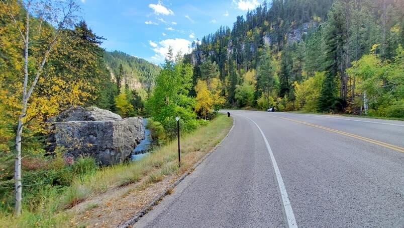 walking to kissing rocks along spearfish canyon scenic byway. black hills national forest, south dakota