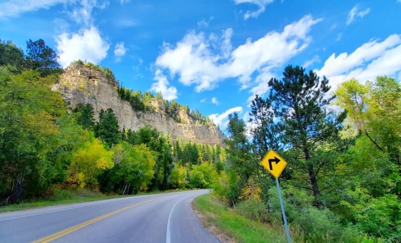 driving spearfish canyon scenic byway from long valley picnic area to spearfish sd. black hills south dakota