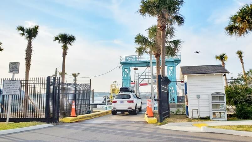 driving onto the mayport ferry. mayport car ferry. st johns river car ferry