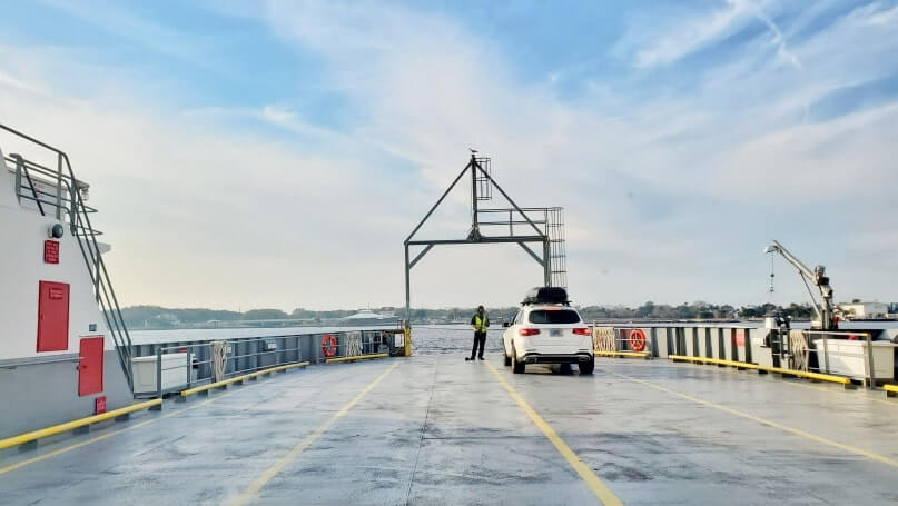 driving onto the mayport ferry. mayport car ferry. st johns river car ferry