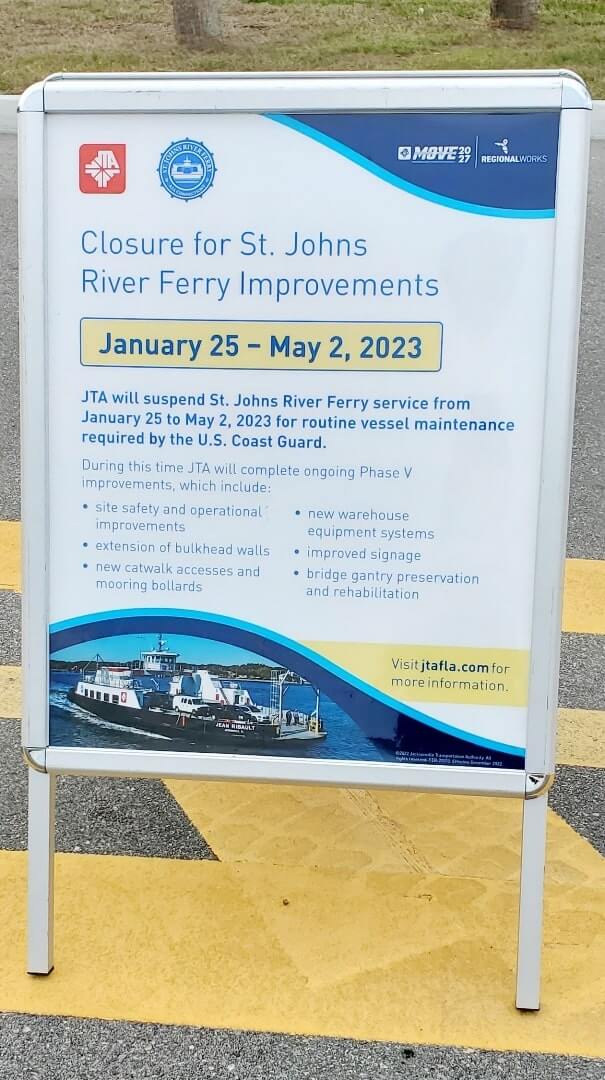 mayport ferry closed. st johns river ferry closed