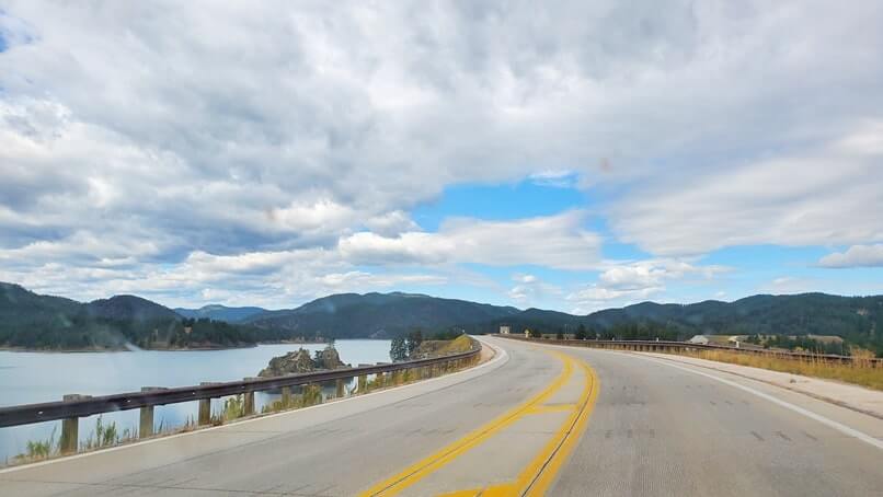 driving from miners gateway tunnel to pactola lake recreation area, black hills national forest.
