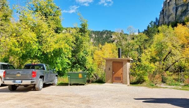 roughlock falls trailhead bathroom, spearfish canyon