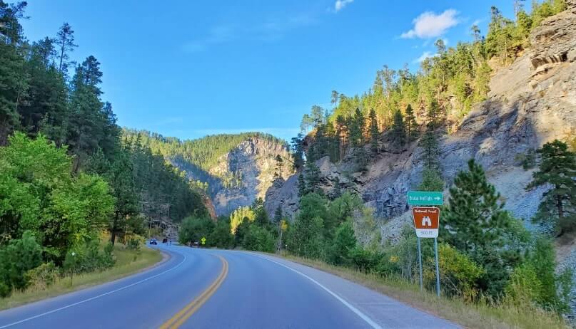 how to get to spearfish canyon waterfalls. how to get to bridal veil falls. spearfish canyon scenic byway waterfalls in black hills national forest