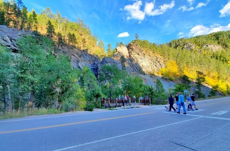 how to get to spearfish canyon waterfalls. how to get to bridal veil falls. spearfish canyon scenic byway waterfalls in black hills national forest