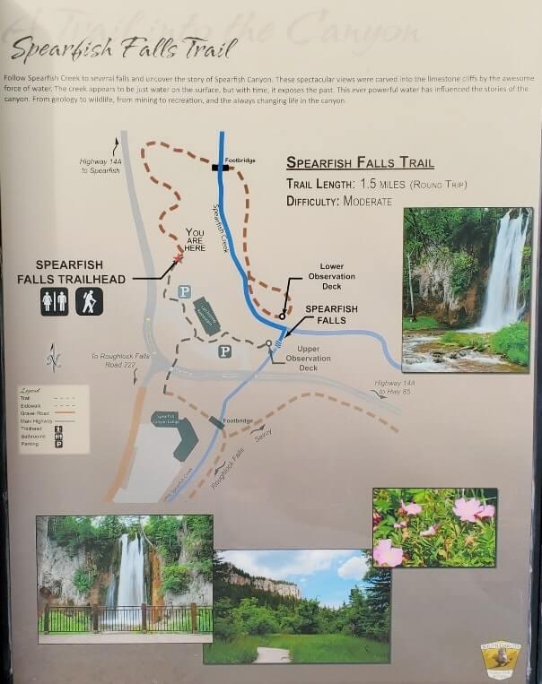 spearfish falls trail map. spearfish canyon state park map