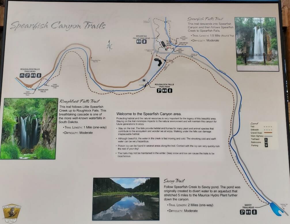 spearfish falls trail map. spearfish canyon state park map