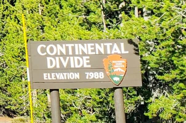 continental divide, yellowstone national park road from south entrance. yellowstone national park drive