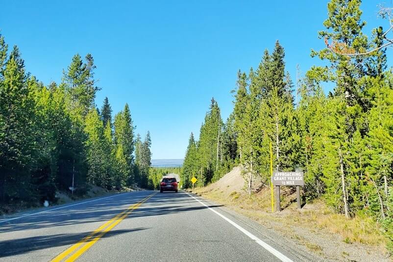 yellowstone national park road from south entrance. yellowstone national park drive