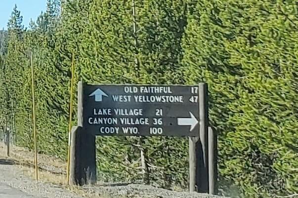 yellowstone national park road from south entrance to old faithful. yellowstone national park drive