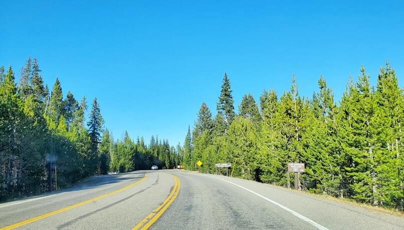 yellowstone national park road from south entrance. yellowstone national park drive