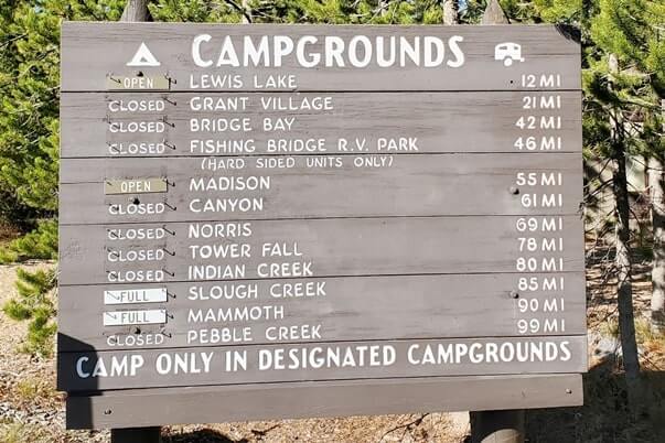 campground availability at south entrance of yellowstone national park.