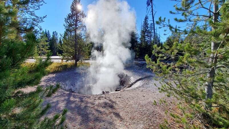 things to do near yellowstone national park south entrance: bubbling mud at west thumb parking lot