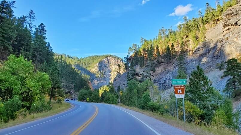 spearfish canyon scenic byway stops: bridal veil falls. spearfish canyon roadside waterfalls