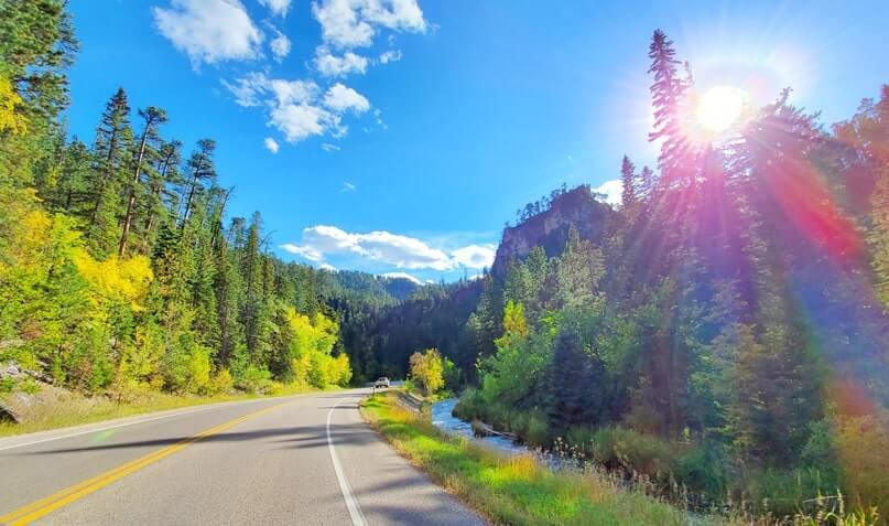 spearfish canyon scenic byway drive, black hills national forest, south dakota scenic drive