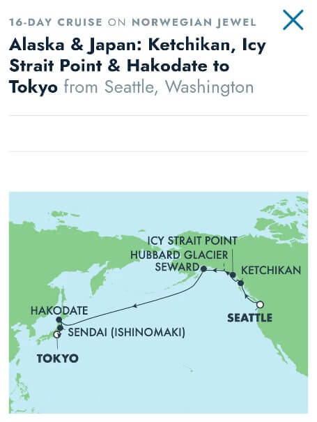 cruise from us to japan. transpacific cruise from seattle to japan. seattle to alaska to japan cruise.