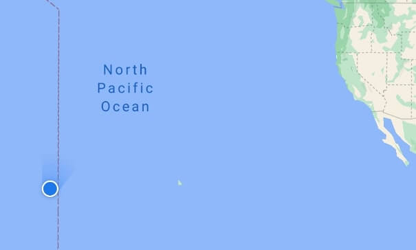 map crossing the international date line from east to west. international date line cruise from california, united states