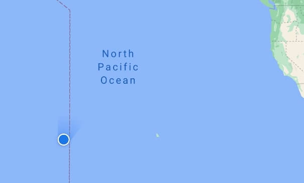 map crossing the international date line from east to west. international date line cruise from california, united states