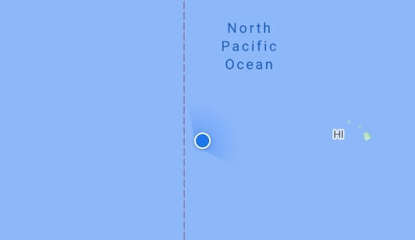 map crossing the international date line from east to west. international date line cruise from hawaii, united states