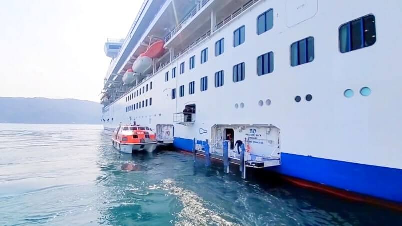 transpacific cruise from US to japan. toba cruise port. princess cruise water shuttle, tender port
