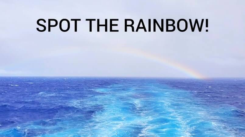 rainbow on the pacific ocean. transpacific cruise sea day