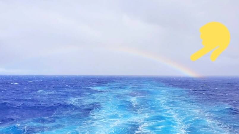 rainbow on the pacific ocean. transpacific cruise sea day