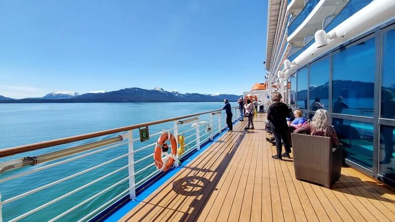 majestic princess, outside deck 7, promenade deck. princess cruise ship outdoor public viewing area